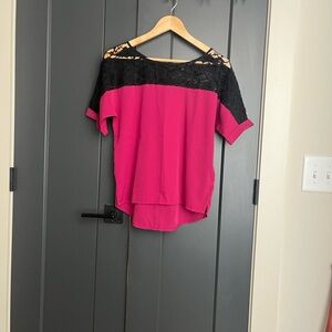 Guess Pink and Black Lace Blouse